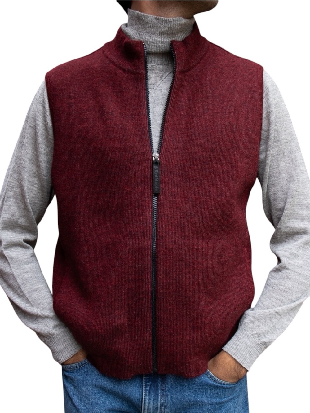Red Maple Sportswear Bucksport Alpaca Zip Vest Men's Medium Red